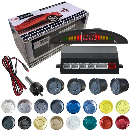 SANDETOUN Parking Sensor Kit Backup Sensor Kit Reverse Sensor for Car 18 Color Options for Probes Adjustable Alarm Volume Professional Sensore de Reversa para Carro Safe Driving Assistant Livid grey