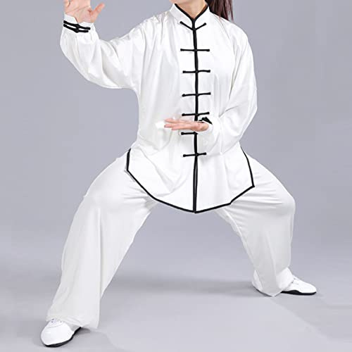 007,M,Mujer Tai Chi Ropa Seda De Leche Artes Marciales Wing Chun Kung Fu Uniforme Unisexo Manga Larga Traje De Entrenamiento De Competición Zen Meditación Uniforme