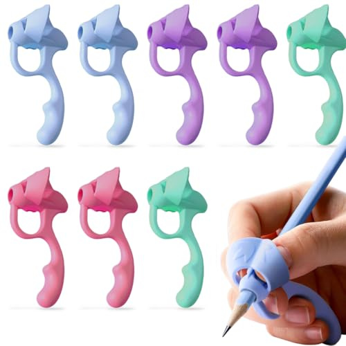 EAVUYIS 8 Pièces Guide Doigts Écriture Enfant, Aide Écriture Guide Doigt Ergonomiques Grips Pour Crayon Pencil Grips pour Enfants Étudiants Adulte Besoin