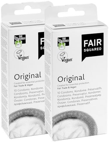 FAIR SQUARED Original Kondome 55 mm 20 Stück – Kondome für Männer 20er Pack aus fair gehandeltem Naturkautschuk – Kondom aus Naturlatex gefühlsecht hauchzart