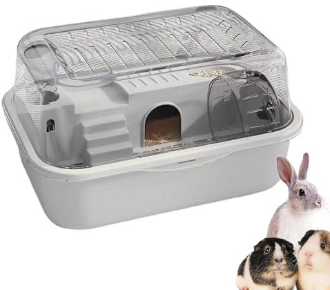 Jaula para hámsters para mascotas | Recinto para hámster de dos pisos, zona de descanso y juego con rueda para animales pequeños como ardillas, jerbos, conejos en casa