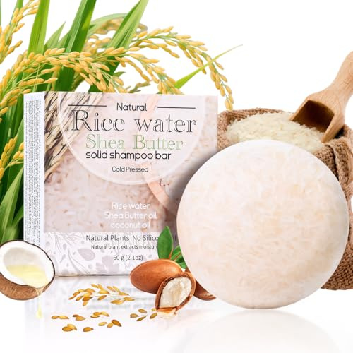 Festes Shampoo,Shampoo Bar,Foamie Festes Shampooes,Reiswasser Shampooes Bar Gegen Haarausfall,FüR Haarwachstum,Volumen & Pflege,Haarseife FüR TäGliche Reinigung,NäHrend & Sanft