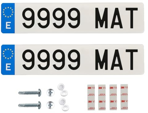 Matrícula Acrílica Homologada 52x11 CM | Matrícula de Coche Universal Europea | Material Resistente y Elegante | Fácil y Rápida Instalación (Pack 2 Unidades)