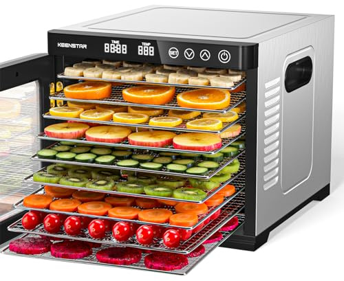 Food Dehydrator Machine, 9 Stainless Steel Trays Jerky Dryer with Digital Adjustable Timer & Temperature Control, 8.7 Drying Space, Dryer Machine for Dog Treats, Herb, Veggies, Meat, Fruit
