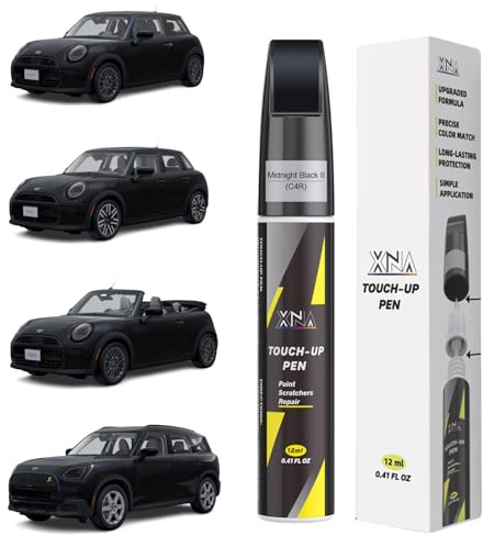 XNA Midnight Black II(C4R) for MINI Touch Up Paint, 2 in 1 Car Scratch Remover with Pen Tip and Brush, Exact Color-Matched for Car Paint Scratch Repair, Quick & Easy Fix Chips and Nicks