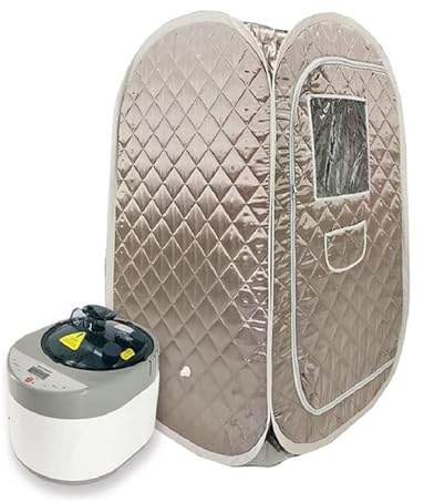 Helkropps ångbastu for hemmabruk, 4 L stor ångkanna En persons bastubad med Tid Temperatur Fjärrkontroll Detox Therapy för hemmabruk(Grey)