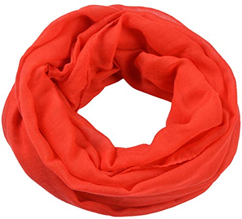 Miobo Loop Schal Crinkle Schal Halstuch Unifarbe 70 x 180cm Frühling Sommer Herbst Rund Rot
