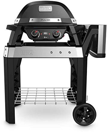Weber Pulse 2000 Elektro Grill mit Wagen, 49 x 39cm Grillfläche, Temperaturen über 300°C, Zwei-Zonen-Grillen, Digitaler Temperaturregler und Thermometer - Schwarz (85010079)