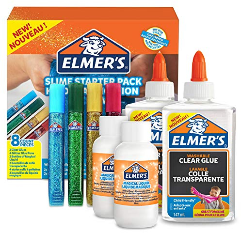 Elmer’s Glitter Slime Kit | Slime Supplies Include Clear PVA Glue, Glitter Glue Pens & Magical Liquid Slime Activator Solution | Washable & Kid Friendly Formula | 8 Count
