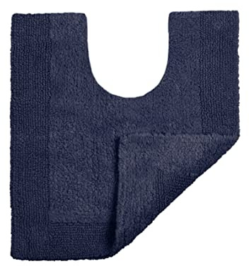 Allure Heavyweight Reversible Pedestal Toilet Mat, 100% Cotton, Super Soft, Washable, Large Size 55cm x 55cm (Navy)