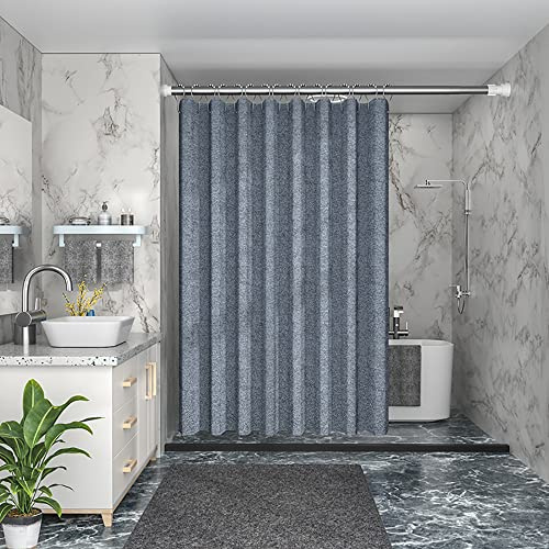 Lkw Ogechi 180 x 220 cm linne vattentätt duschdraperi, mögelbeständigt extra långa tunga duschgardiner, linne vattentåligt duschdraperi med viktad fåll för våtrum (blå)