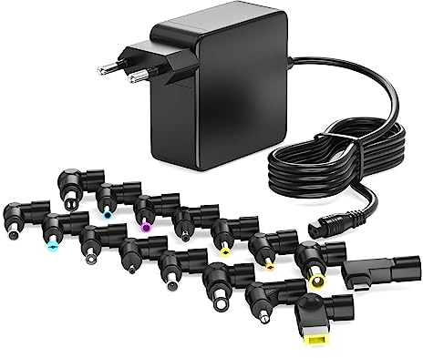 Basicvolt 100W 90W 65W 45W Alimentatore Universale Notebook per Lenovo HP Dell ASUS Acer Sony 12V 15V 18,5V 19V 19,5V 20V Caricatore Universale PC Portatile with 18 Porte, Non c'è USB C