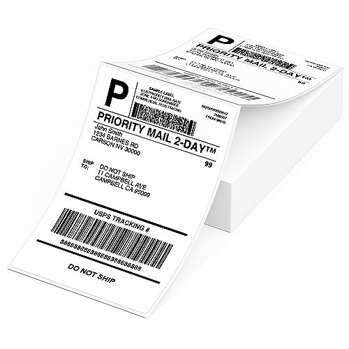 Phomemo Etichette termiche 4 x 6 – Etichette per spedizioni, etichette termiche per stampante, piegate a ventaglio per etichette di spedizione, compatibili con Zebra, 100 pcs