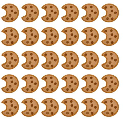 30 Stück Aufnäher Zum Aufbügeln, bestickte Keksflicken für Kleidung Aufnäher Mit Keksen Aufnäher Zum Aufbügeln Für Kleidung Cookies Kekse Bestickter Stoffaufkleber Dekorativer