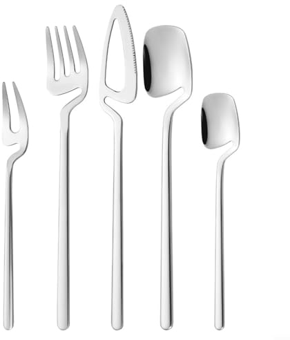 Stilvolles Edelstahl-Geschirr-Set, hängendes Besteck-Set, 5-teilig (Silber)