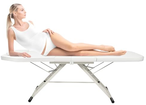 MEHOOSPVN Folding Massage Table Massage Bench 3 Zones Spa Bed Salon Cosmetic Bed Mobile Beauty Therapy Chair Cosmetic Chair Massage Bench,for Treatment Lounger Tables White182 x 60 cm