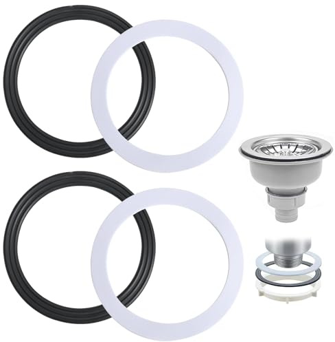 Set di 2 guarnizioni ad anello da 110 mm, in gomma nera e spugna bianca, accessori di ricambio per scarico del lavandino, per rubinetto fai da te, lavabo, valvola di tenuta per rubinetto e bagno