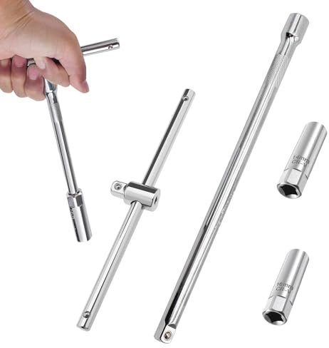 GOIEHIR T Griff Zündkerzenschlüssel, 2 Stück Schiebe T-Griff Entferner, mit Schiebe T-Griff Entferner Installer Werkzeug für Zündkerzen 14 mm /16 mm Schwenkbare Magnetische für Auto Motorrad