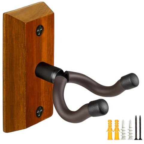 Gitarrväggfäste, Acacia Wood Guitar Hanger, U-formad gitarr vägghängare Mount, gitarrhållare krok stativ väggmontering gitarrtillbehör för akustik, elgitarr, banjo, bas, ukulele