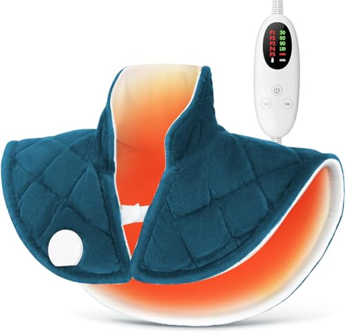 Neck and Shoulder Heat Pad, Heated Neck Warmer for Pain with 5 Heating Levels 4 Timers, Machine Washable, Muscle Tension, Neck and Shoulder Warmer