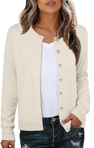 GRECERELLE Dam mjuka koftor elegant lätt långärmad damcardigan stickad jumper pärla button-down-tröjor för kvinnor Storbritannien, höst, vinter, dejting och fest