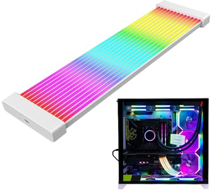 Yonuaret Cable RGB de 24 pines, cable de PC RGB | Cable de PC de 24 pines con mangas, cable de extensión RGB, cable de 24 p/3 x 8 pines Atx RGB, accesorios de placa base de componentes internos de PC