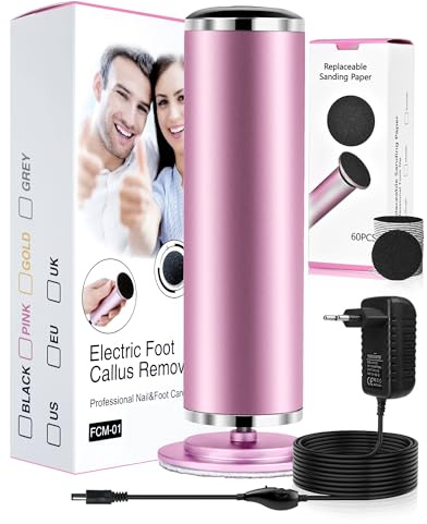 Honey Glow Pied, Râpe à Pieds Électrique, 60 Disques De Ponçage Remplaçables, Soin Des Pieds Doux & Efficace Pour Femme, Lisse la peau Et Adoucit La Peau À La Maison (Rose)