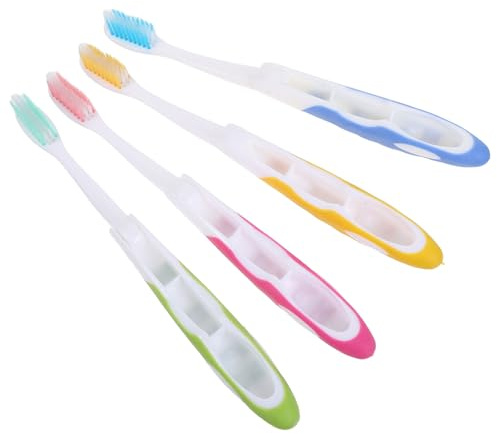 CLISPEED Lot de 4 Brosses à Dents de Voyage Pliables à Poils Souples Compactes et Légères Brosses Portables pour Hôtel Camping et Randonnée Soins Bucco-Dentaires Doux et Hygiéniques