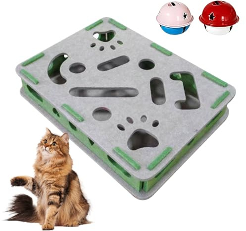 per unghie a forma di gatto, con 2 palline a forma di campana, in feltro, per gatti e cani di taglia piccola, media e grande, per interni, camera da, pavimento, divano
