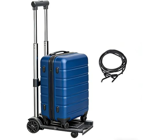 Carretilla de Mano,Capacidad De 100 Kg con Ruedas Rodantes Y Portátil,Carretilla Plegable con Altura Ajustable | para Viajes, Aeropuerto, Compras, Supermercado, Garaje y Transporte
