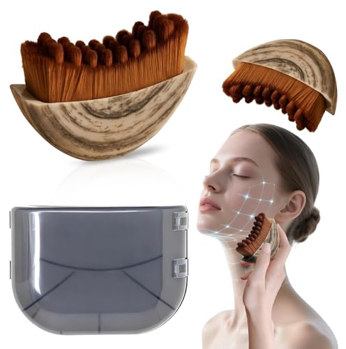 Lymphatic Contour Face Brush for Sculpting – Manual Facial Cleansing Brush for Dry Brushing & Exfoliating – Gentle-On-Skin Facial Massager for Jawline Toning