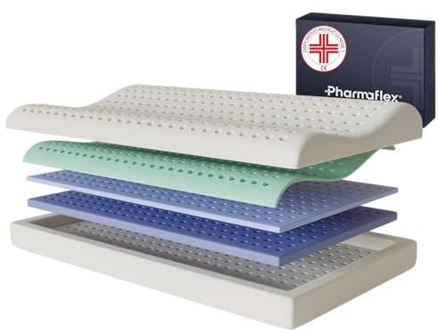Pharmaflex Cervical - Cuscino Cervicale Memory Foam Letto per Dormire 60x40 Ortopedico e Ergonomico, Morbido Supporto a 5 Strati Allevia Dolori, Guanciale Medico Fresco, Antiacaro e Anallergico