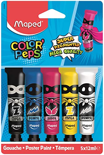 Maped 810540 Gouachefarbe COLOR'PEPS, in Tube, 5er Blisterkarte