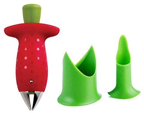Strawberry Huller and Pepper Corer Set Professional Stem Remover Tomato Corer Kitchen Gadget Tools (Set of 3, Mixcolour)