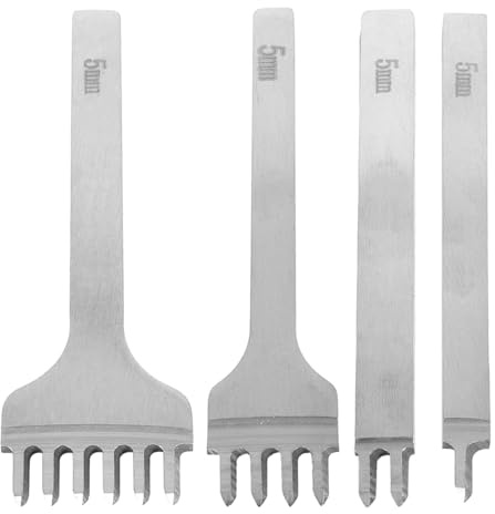 Set di 4 punzoni per la pelle, con punte da 1/2/4/6 punzoni per la pelle, kit di strumenti per cucito fai da te, set di scalpelli per allacciatura con diamanti (5 mm)