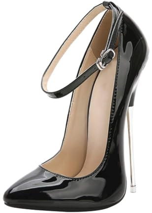 Yudesun Chaussures Femmes Escarpins Aiguilles - Talons Pointus 16cm Fête Élégantes Sexy Sandales pour Femmes Chaussures de Soirée, Noir, 43 EU Étroit