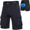 Cycorld MTB Hose-Kurz-Herren-Fahrradhose-Gepolstert, Schnelltrocknende MTB Shorts Radlerhose Atmungsaktiv Radhose Herren Kurz mit Verstellbaren Klettverschlüssen(Schwarz, XXL)