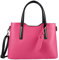 OBC Made IN Italy Damen Echt Leder Tasche Business Shopper Schultertasche Handtasche Ledertasche Umhängetasche Rindsleder Freizeittasche Pink-Schwarz