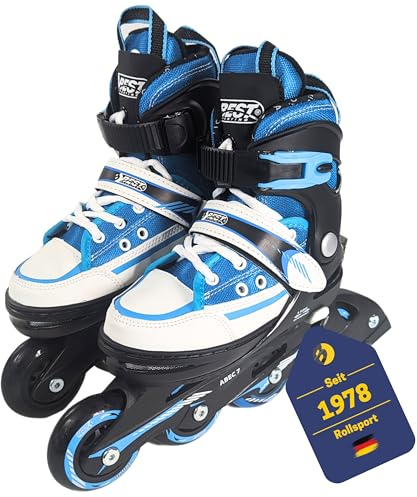 Best Sporting Inline Skates Kinder I Rollschuhe größenverstellbar I robuste Inliner für Jugendliche mit Bremse I schwarz/blau I Rollerskates Schuhe Kinder I Inliner mit 4 Rollen