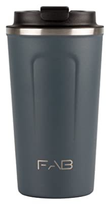 FAB Travel Mug, Reusable Coffee Cup (510ml, Navy Blue) - Double Wall Stainless Steel with Screw Lid - Thermal Camping Cup, Vacuum Insulated for Hot and Cold Drinks, Eco-Friendly