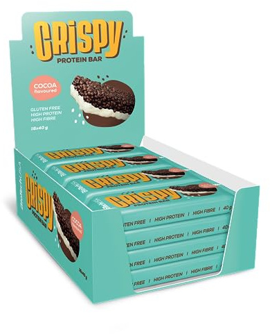 BioTechUSA Crispy Protein Bar - Süßer und knuspriger Eiweißgenuss für Energie und Muskelaufbau unterwegs, 16x40 g, Kakao