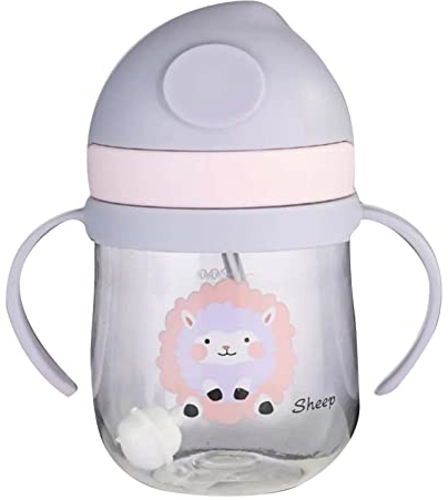 Läcksäker Babyhalmkopp med Tyngd Sugrör, V-format Sugrör, 250 Ml Kapacitet, Genomskinlig Blekningsfri Våg, Hållbar för Hemresor (PURPLE)