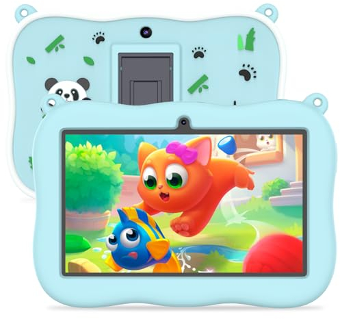 PRITOM Kleinkind-Tablet für Kinder, 7-Zoll-Kinder-Tablets mit WiFi, 32GB ROM, 2GB RAM, Bluetooth, Kindersicherung, vorinstallierte APPs, Spiele, Lernen, pädagogische Kinder-Tablet mit Etui, blau