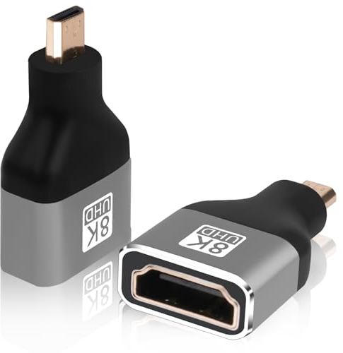 AXFEE Adaptateur Micro HDMI vers HDMI, 8K/@60Hz Adaptateur Micro hdmi Mâle vers hdmi Femelle Compatible avec Le Port HDmi, HDmi Adapter pour Ordinateurs Portables, Tablettes, Caméscopes et Téléviseurs