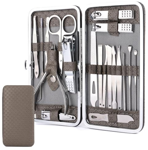 MXTIMWAN 19 Stück Nagelset Maniküre Set,Nagelschere Set,Nagelpflegeset für Pediküre,Teiliges Maniküre Pediküre Set,Nagelknipser Set,Nail Set mit Etui,Beauty Nagelpflege Kit für Zuhause,Reisen