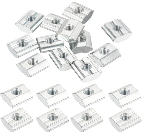 sourcing map 12Pcs M3 T Nut Tee Sliding Slot Nuts, T-Slot Nut Hammer Nut Block Square Nuts Fastener Carbon Steel Zinc Plated for Aluminum Extrusion Profile 1515 Series