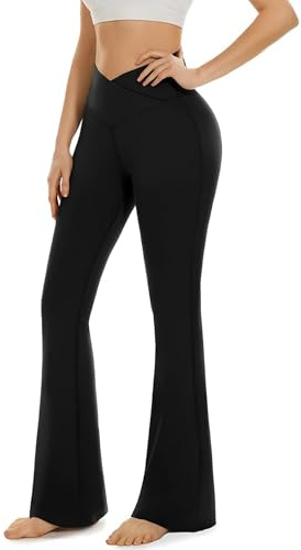 BLONGW Flared Yoga Pants for Women High Waisted Bootcut Leggings with Pockets – Soft Stretchy Black Trousers for Gym, Lounge & Everyday Comfort