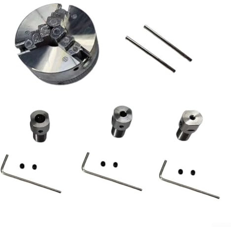Kompaktes selbstzentrierendes 3-Backenfutter für Drehmaschinen, inklusive Verbindungsstange und Schraubenschlüssel (5 mm)