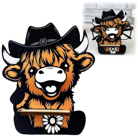 Xunzhi Highland Cow Glasses Stand,Glasses Holder Stand,Wood Glasses Holder,Carved Wooden Spectacle Holde/r,Glas/ses H/older,Glas/ses Sta/nd,Cute Hig/hland Cattle Design,Hig/hland Cow Gifts