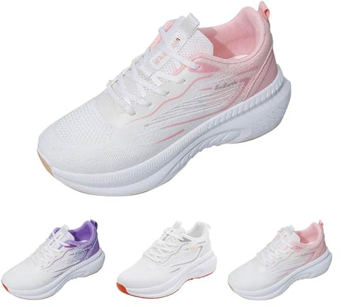 Scarpe da corsa da donna, scarpe da ginnastica da donna, scarpe sportive con lacci, scarpe da ginnastica traspiranti, da jogging, leggere, da corsa, palestra, fitness, running, Colore: rosa., 37 EU